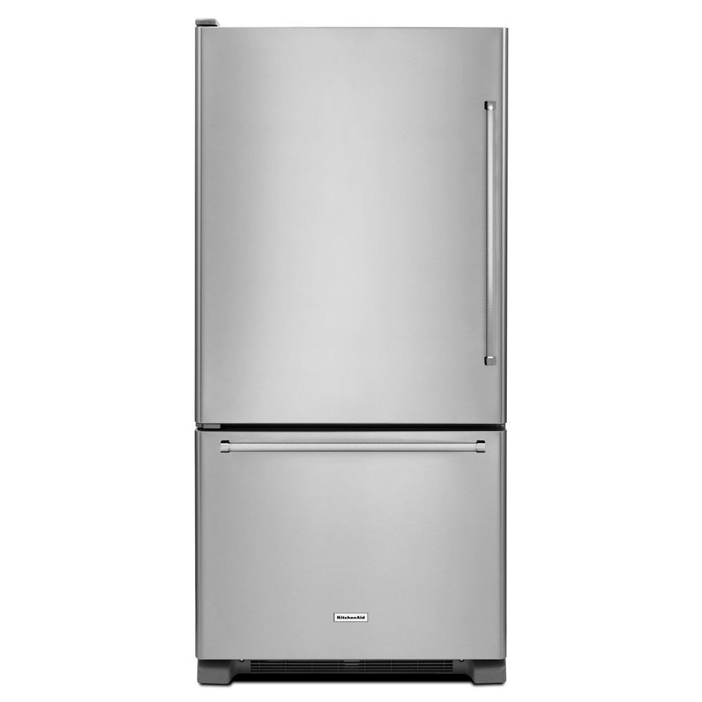 KitchenAid 22.07-cu ft Standard-Depth Bottom-Freezer Refrigerator Ice Maker Optional (sold separately) ( Stainless steel ) ENERGY STAR Certified