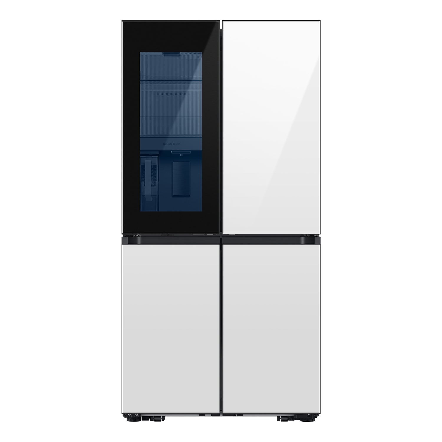 Samsung Bespoke Standard-Depth Beverage Center 28.6-cu ft 4 -Door Smart Compatible French Door Refrigerator with Dual Ice Maker with Water Dispenser and Door within Door ( White Glass ) ENERGY STAR Certified
