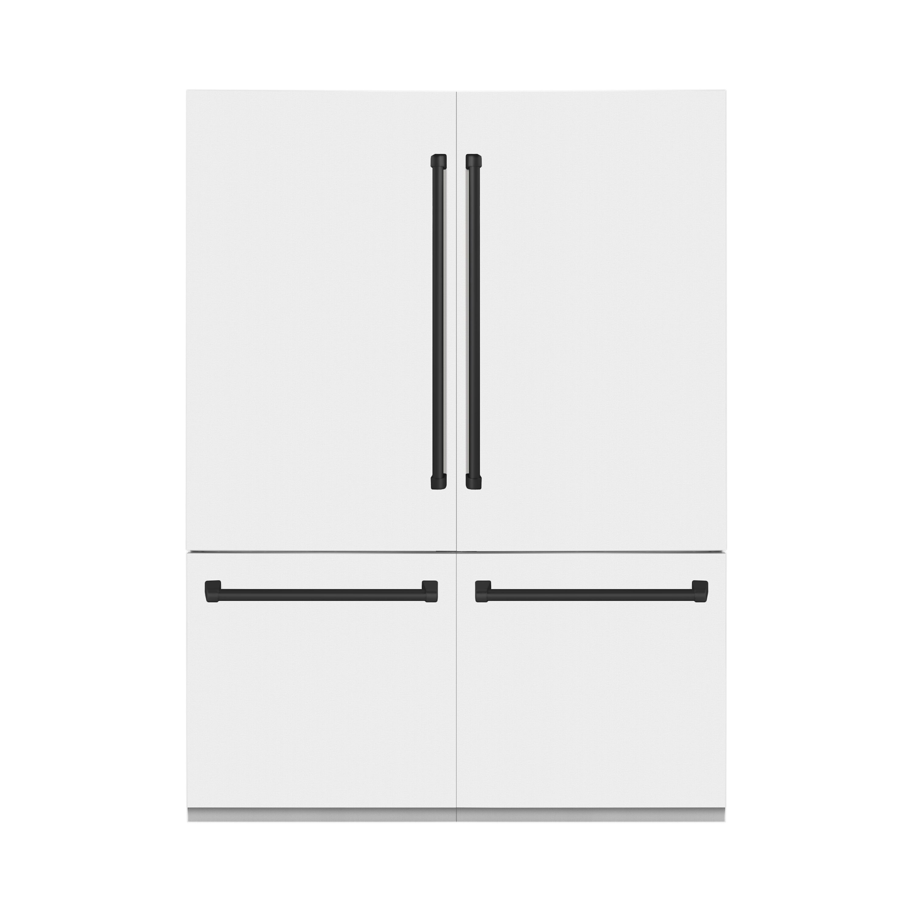 ZLINE KITCHEN & BATH Counter-Depth 32.2-cu ft 4 -Door Built-In French Door Refrigerator with Ice Maker with Water Dispenser ( Stainless Steel with White Matte Panels and Matte Black accent Handles ) ENERGY STAR Certified