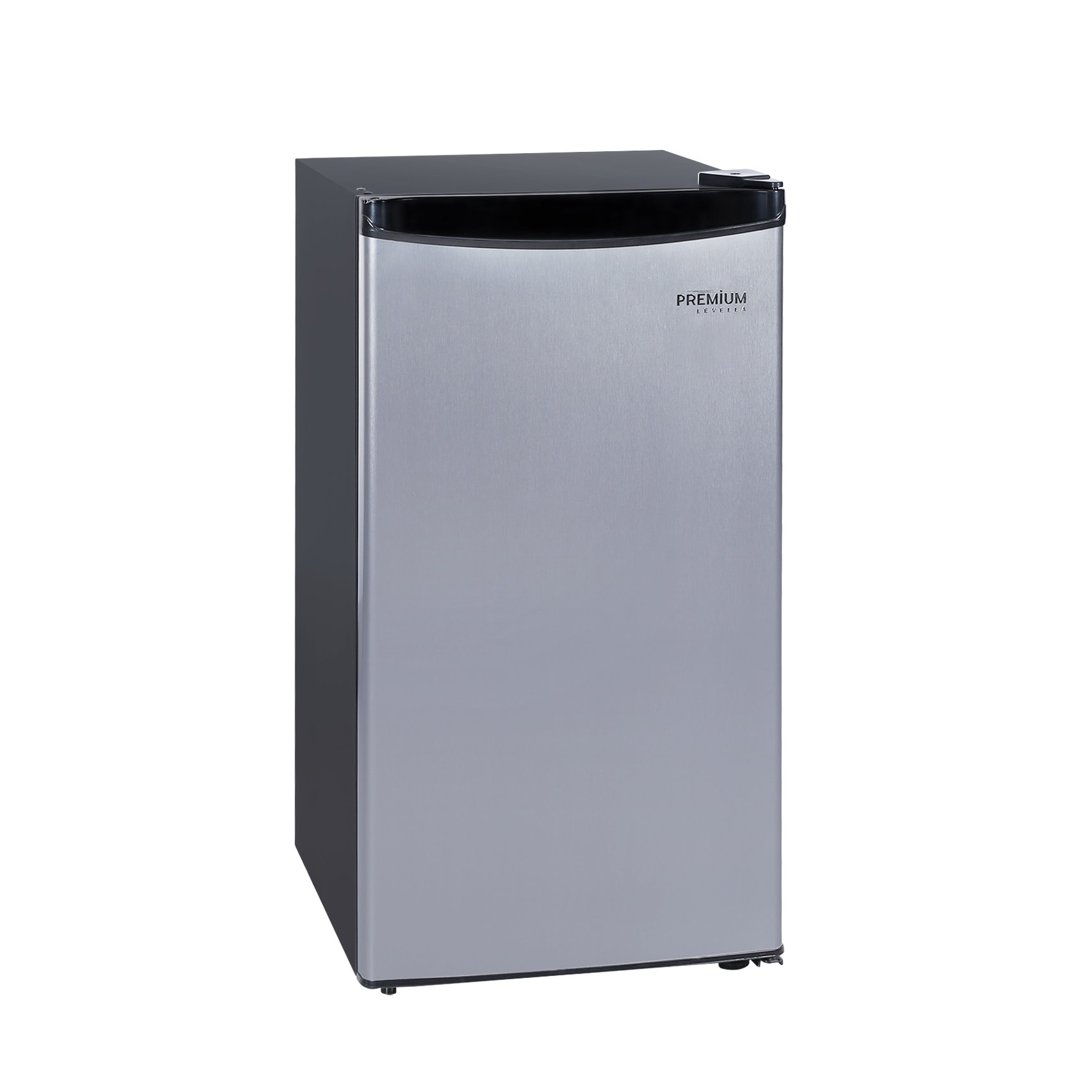 Premium Levella 3.2-cu ft Mini Fridge with Freezer ( Black cabinet with stainless door )