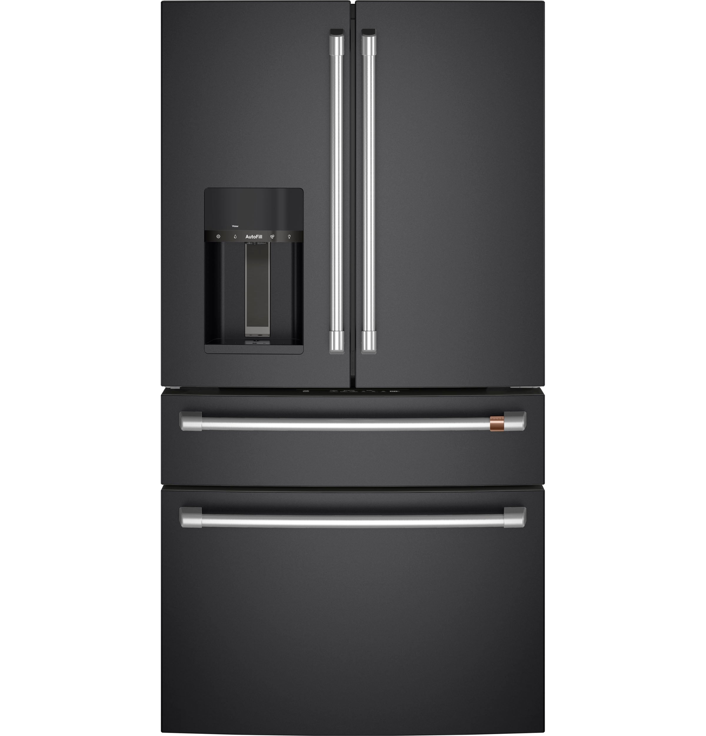 Cafe Counter-Depth 22.3-cu ft 4 -Door Smart Compatible French Door Refrigerator with Ice Maker with Water and Ice Dispenser ( Matte Black ) ENERGY STAR Certified