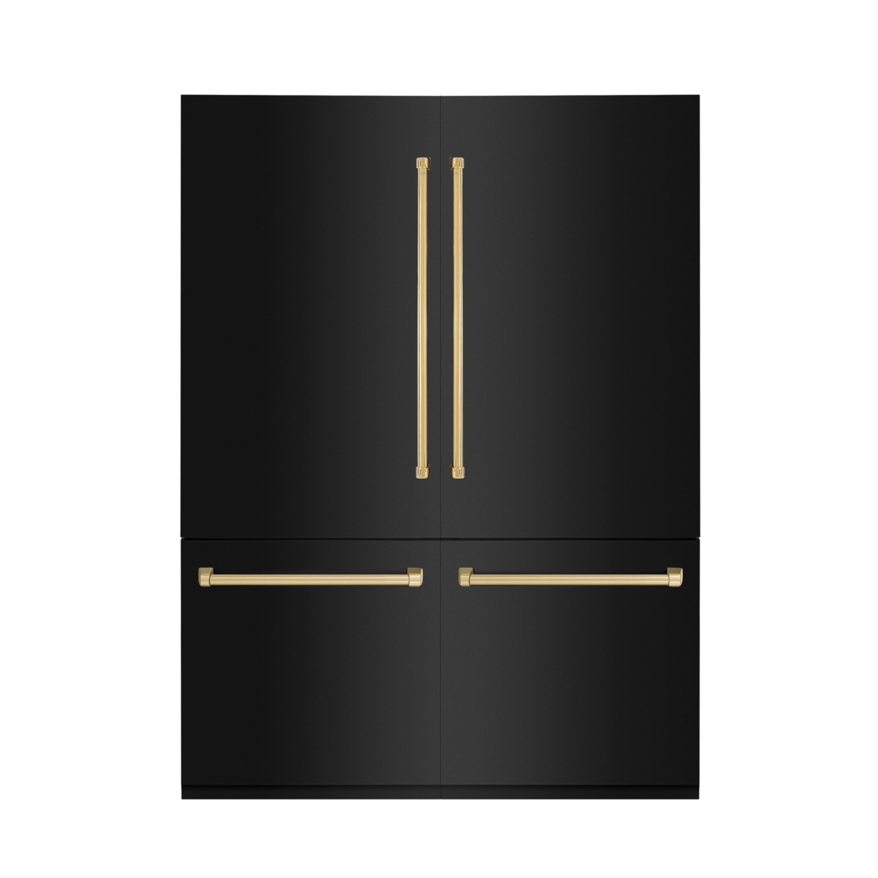 ZLINE KITCHEN & BATH Counter-Depth 32.2-cu ft 4 -Door Built-In French Door Refrigerator with Ice Maker with Water Dispenser ( Black Stainless Steel with Polished Gold accent Handles ) ENERGY STAR Certified