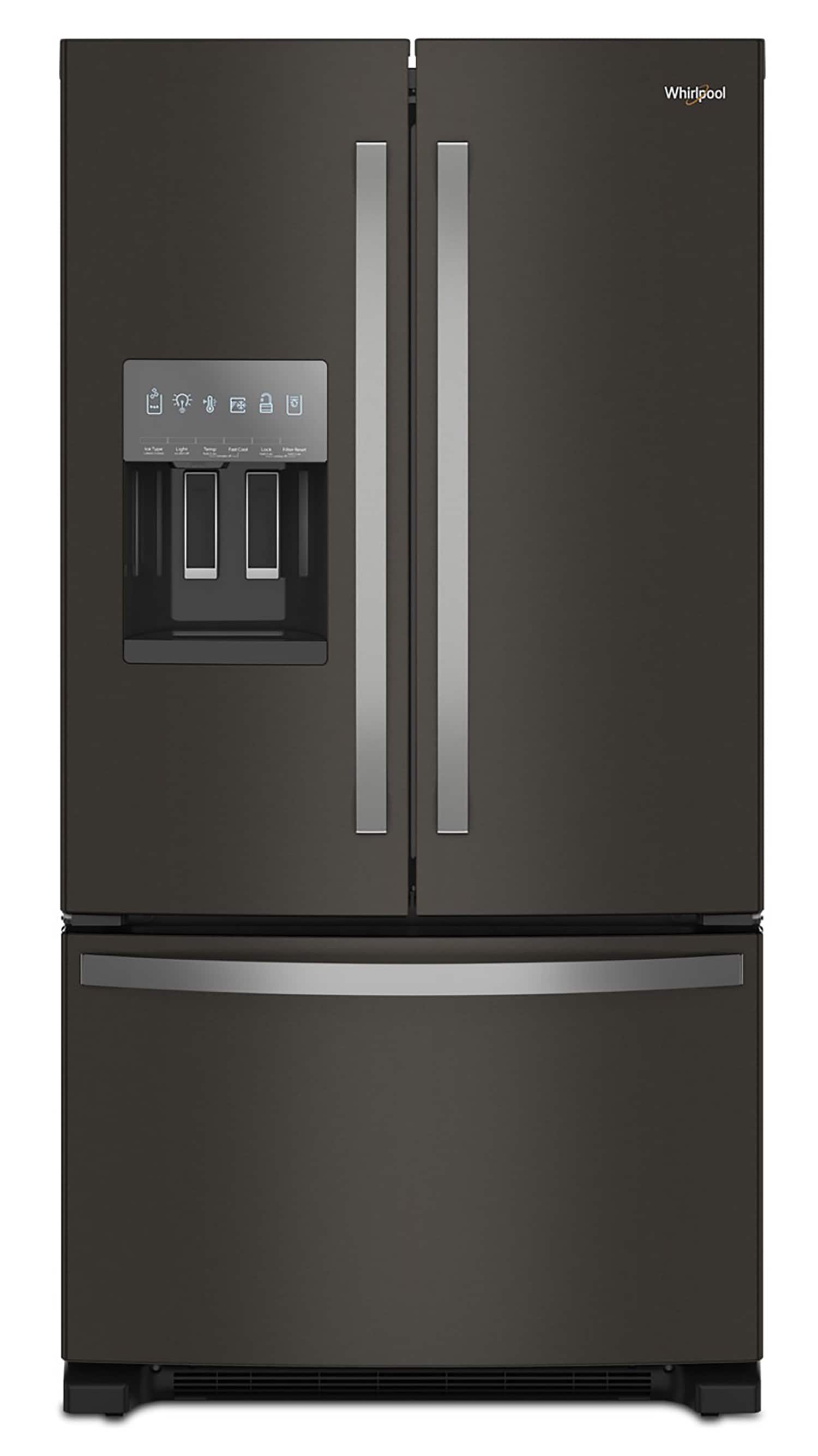 Whirlpool Standard-Depth 24.7-cu ft 3 -Door French Door Refrigerator with Ice Maker with Water and Ice Dispenser ( Black Stainless Steel ) ENERGY STAR Certified