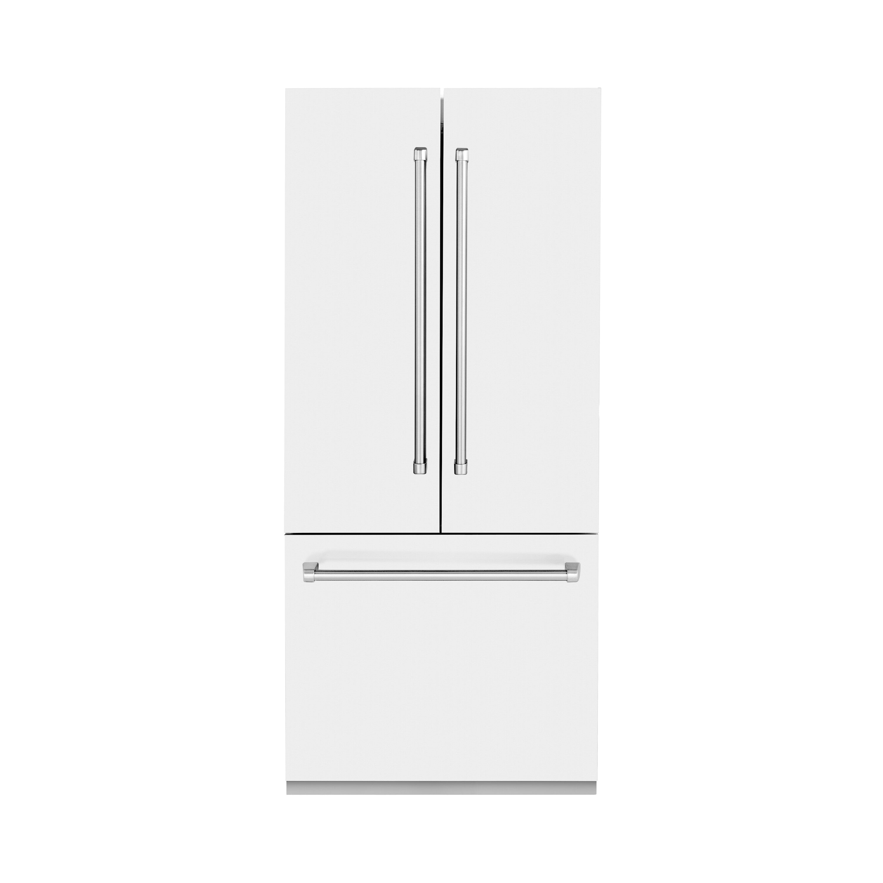 ZLINE KITCHEN & BATH Counter-Depth 19.6-cu ft 3 -Door Built-In French Door Refrigerator with Ice Maker with Water Dispenser ( Stainless Steel with White Matte Panel and Stainless Steel Handle ) ENERGY STAR Certified